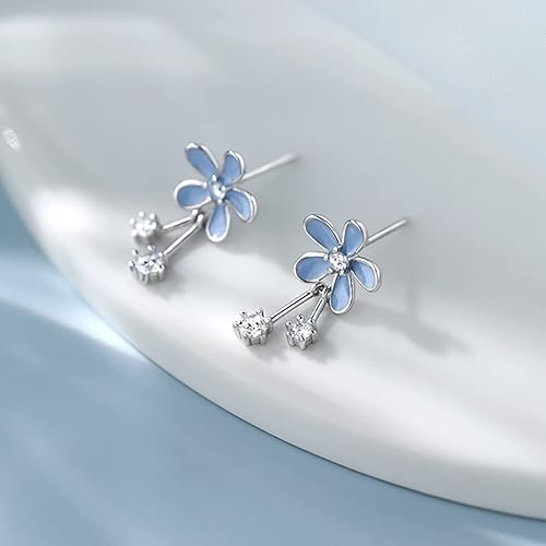 SLUYNZ 925 Sterling Silver Pretty Flowers Earrings Studs for Women Teen Girls Elegant CZ Flowers Studs Earrings