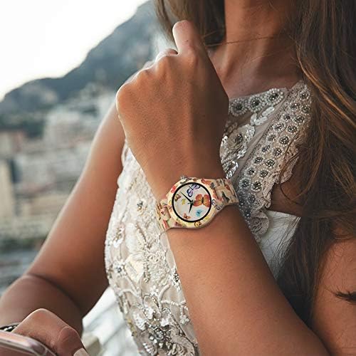 BOBO BIRD Women's Bamboo Watch Butterfly Engraved Handmade Wooden Casual Watches