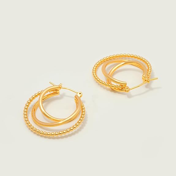 MEVECCO Gold Hoop Earrings for Women 18K Gold Plated Oval Hoop Earrings Simple Hypoallergenic Big Hoop Chunky Earrings Jewelry for Her