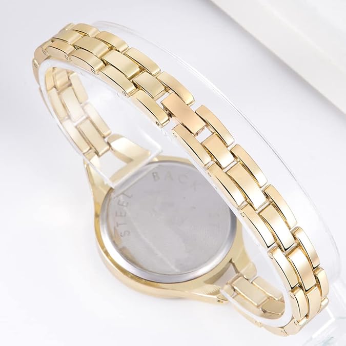 SENRUD Fashion Ladies Bracelet Wrist Watch Analog Quartz Watch for Women's (Gold)