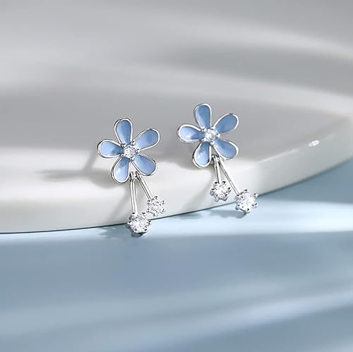 SLUYNZ 925 Sterling Silver Pretty Flowers Earrings Studs for Women Teen Girls Elegant CZ Flowers Studs Earrings