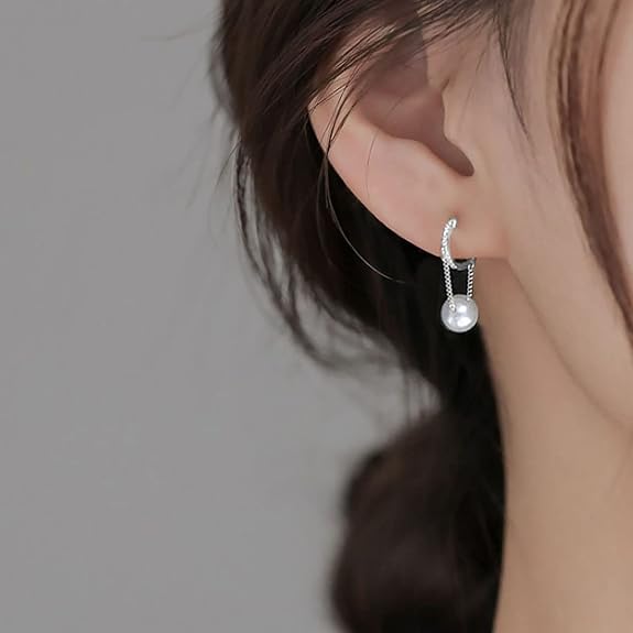 SLUYNZ Sterling Silver Butterfly Drop Dangle Small Hoop Earrings Chain for Women Teen Girls CZ Butterfly Hoop Earrings Huggie