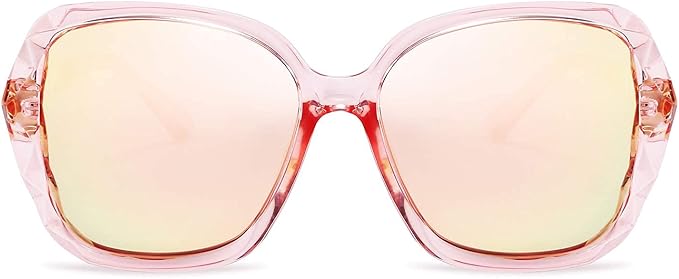 FEISEDY Polarized Women Square Sunglasses Sparkling Composite Shiny Frame B2289