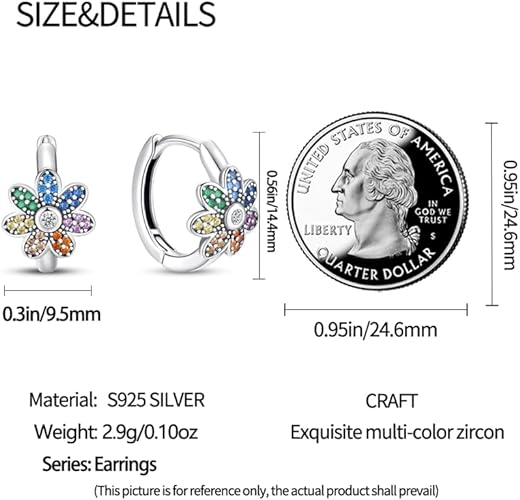 925 Sterling Silver Hoop Earrings Huggie Earrings Colorful Cubic Zirconia Hypoalleric Small Hoop Earrings