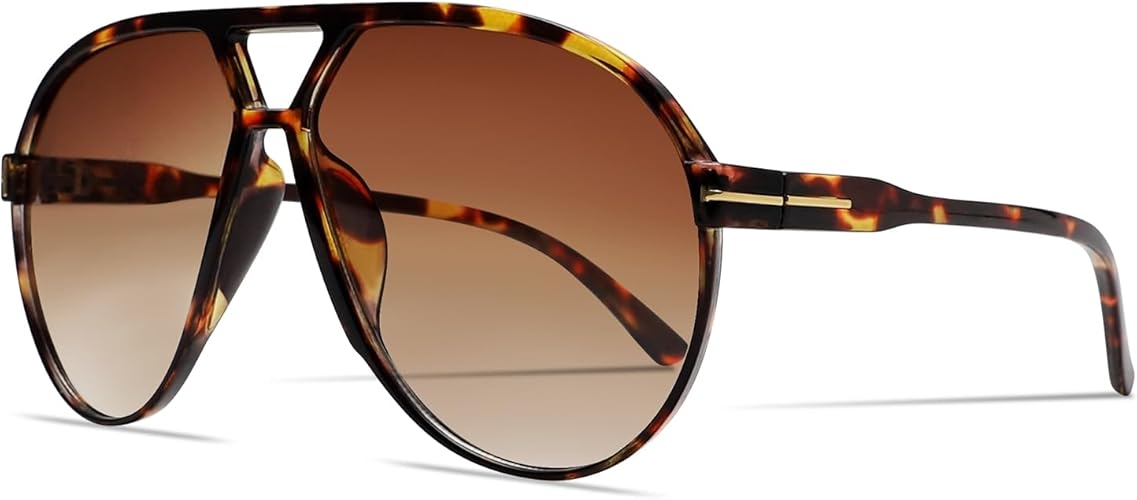 Retro Aviator Sunglasses for Women Men Oversized Classic 70s Vintage Trendy Tangle Free Square Aviators Sun Glasses