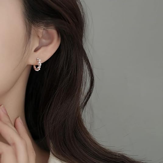 SLUYNZ 925 Sterling Silver Pearls Twist Hoop Earrings for Women Wedding Pearls Hoop Earrings Bridal