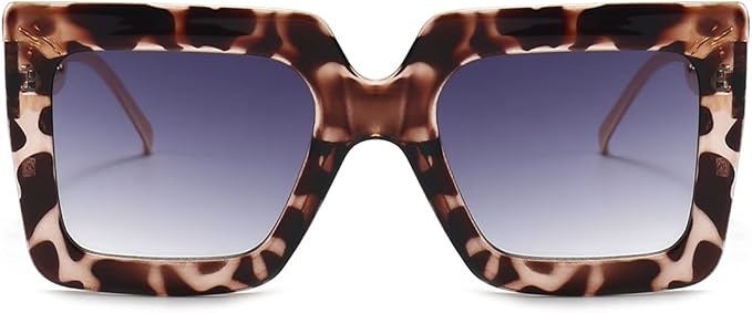 Gleyemor Vintage Oversized Square Sunglasses for Women, Retro Womens Luxury Big Sun Glasses UV400 Protection