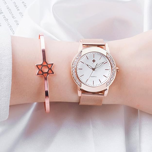 SENRUD Fashion Watches for Women Rose Gold Stainless Steel Mesh Band Watch Elegant Ladies Gifts Waterproof Wrist Watch