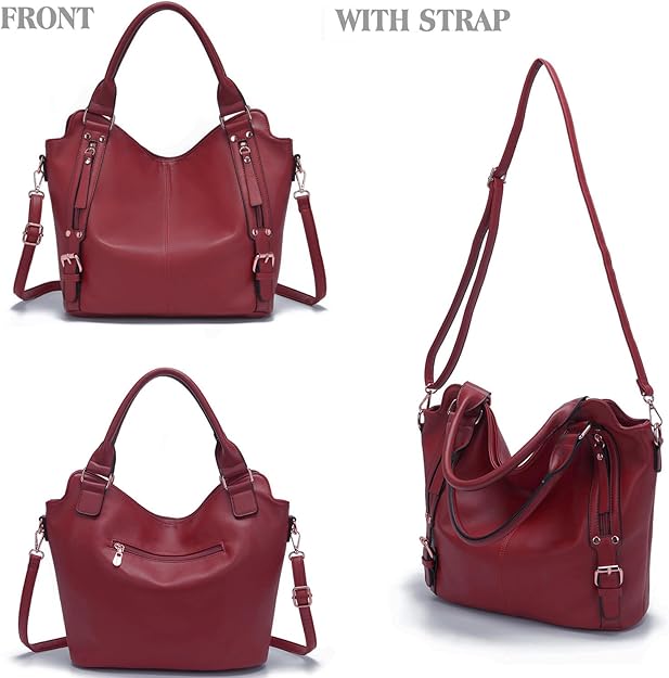 Soperwillton Purses for Women Large Shoulder Handbag Tote PU Leather Hobo Crossbody Bag Ladies Wallet Set 4pcs
