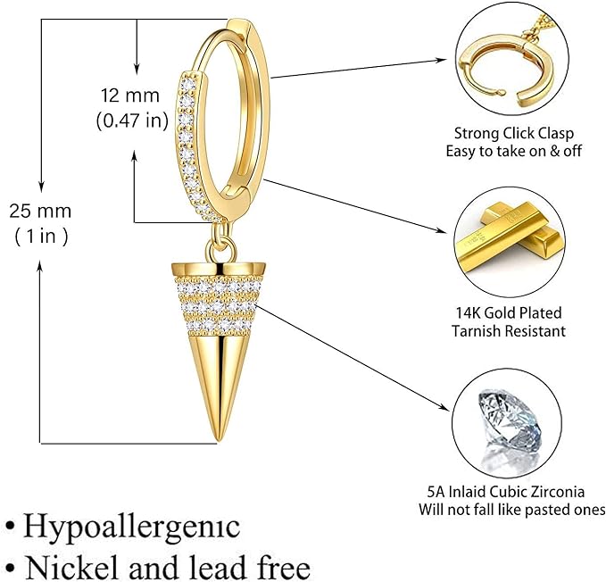 Dangle Hoop Earrings for Women Teen Girls, Spike Star Moon Pearl Sun Flower Heart Cross Chain Gold Huggie Tiny Drop Dangling Earrings, 925 Sterling Silver Hypoallergenic Fashion Jewelry Gift