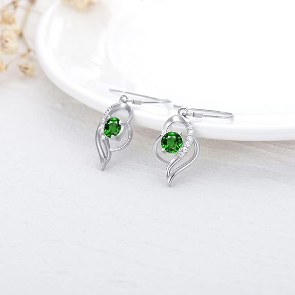Seiyang 925 Sterling Silver Birthstone Dangle Earrings for Women Birthday Anniversary Fine Jewelry for Women Girls