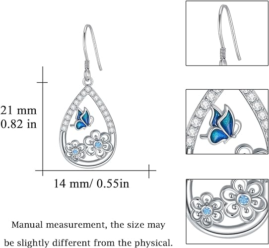 Butterfly/Mushroom/Bee Earrings S925 Sterling Silver Flower/Ladybug Dangle Drop Earrings Faith Cross Stud Earrings Jewelry Gifts for Women Teen Girls