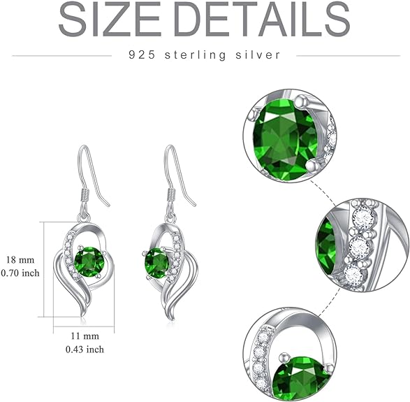 Seiyang 925 Sterling Silver Birthstone Dangle Earrings for Women Birthday Anniversary Fine Jewelry for Women Girls