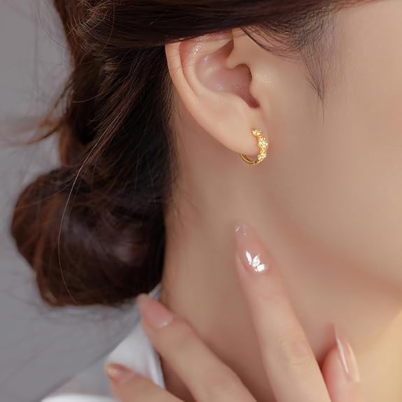 SLUYNZ 925 Sterling Silver Plumeria Flowers Hoop Earrings for Women Teens Small Hoop Earrings Pretty Flowers Huggie