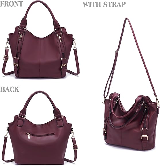 Soperwillton Purses for Women Large Shoulder Handbag Tote PU Leather Hobo Crossbody Bag Ladies Wallet Set 4pcs
