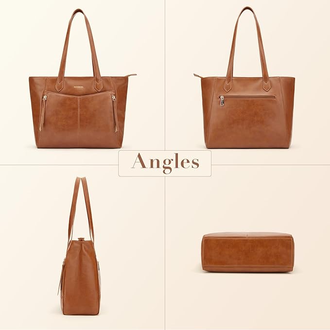 Missnine Elegant Leather Tote for Women Everyday Travel Purse Ladies Top-handle Shoulder Work Bags Shopper Handbag