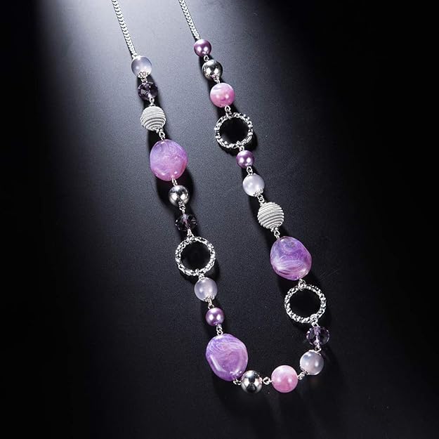 PEARL&CLUB Long Beaded Necklaces For Women - Sweater Chain Fashion Jewelry Necklace Gifts For Women
