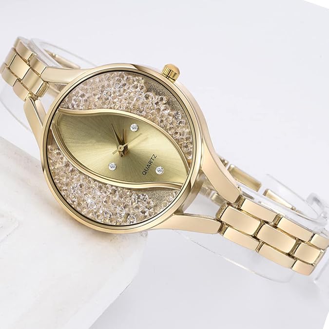 SENRUD Fashion Ladies Bracelet Wrist Watch Analog Quartz Watch for Women's (Gold)