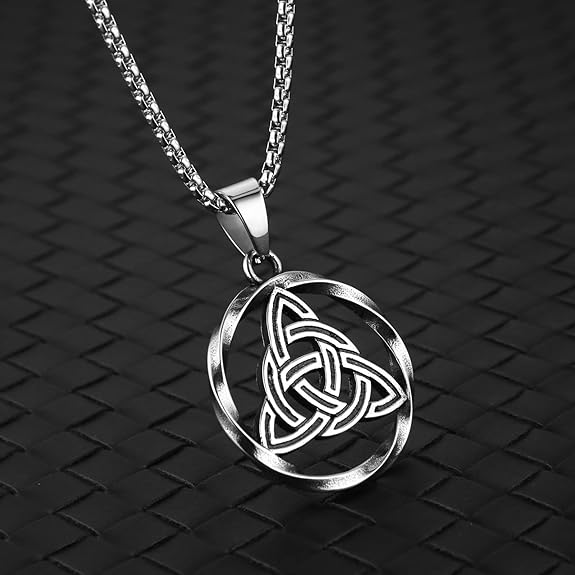 HZMAN Norse Symbol Celtic Trinity Knot Triquetra Pendant Stainless Steel Irish Necklaces for Men