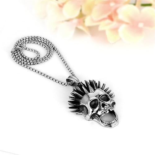 Large Skull Bottle Opener Necklace for men, Stainless Steel Hip Hop Punk Style Cast Skull Necklace Jewelry Gifts To My Man Valentines