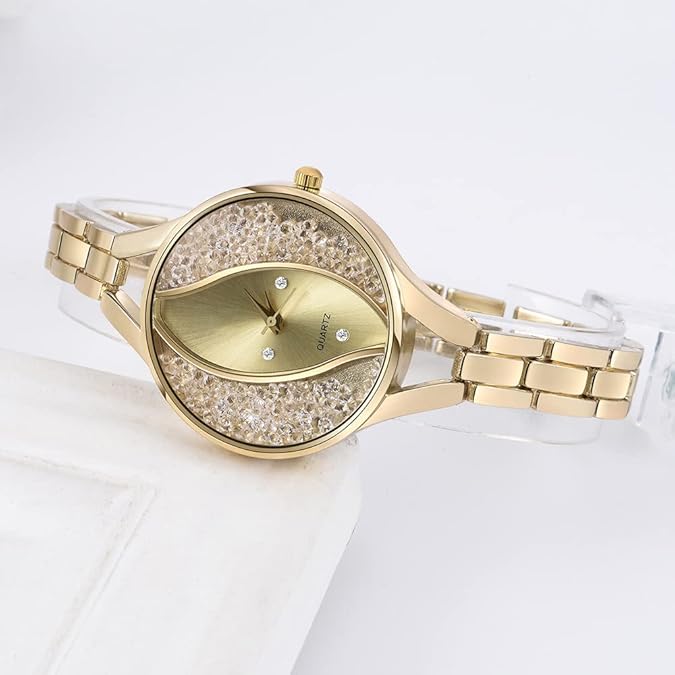 SENRUD Fashion Ladies Bracelet Wrist Watch Analog Quartz Watch for Women's (Gold)