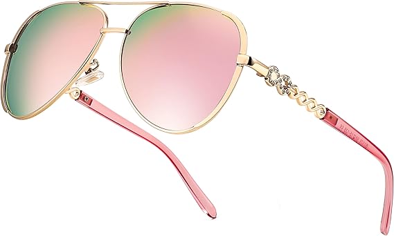 FEISEDY Retro Polarized Pilot Sunglasses for Women 70s Vintage Trendy Shades B4147