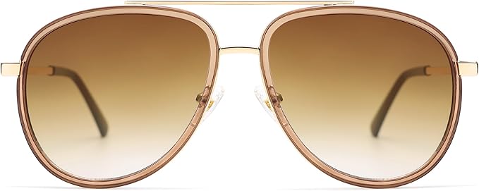 Retro Aviator Sunglasses for Women 70s Double Bridge Sunnies AP3688