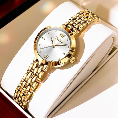 OLEVS Watches for Women Dress Fashion Analog Quartz Watch Diamond Small Face Waterproof Stainless Steel Lady Watch Reloj para Mujer