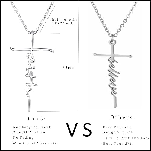 Faith Necklace for Women 925 Sterling Silver Cross Pendant Necklace
