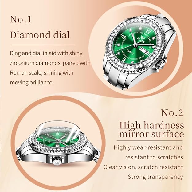 OLEVS Watches for Women Dress Fashion Analog Quartz Watch Diamond Small Face Waterproof Stainless Steel Lady Watch Reloj para Mujer