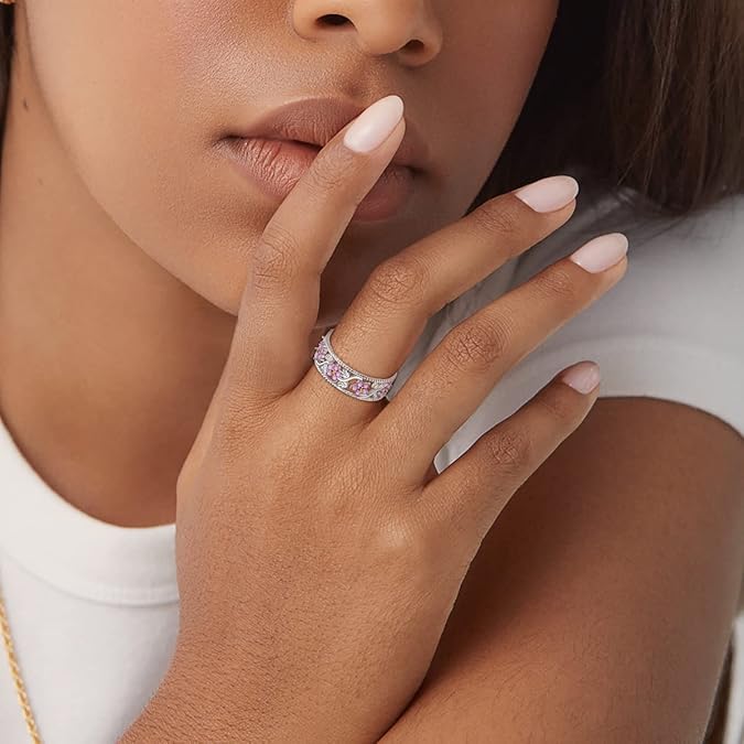 Andora 925 Sterling Silver Women Rings Cubic Zirconia Eternity Promise Statement Stackable Vintage Rings Statement Rings for Women Size 6-9