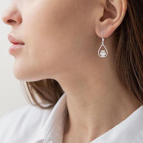 925 Sterling Silver Earrings Butterfly Earrings/Owl Earrings/Tree of life/Elephant/Giraffe/Cat Opal Animal Earrings for Women Girls Kids Jewelry Gifts