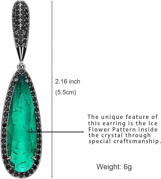 Crystal Teardrop Dangle Earrings for Women Vintage Emerald green drop Earrings for Women Girls Mom Wife Prom