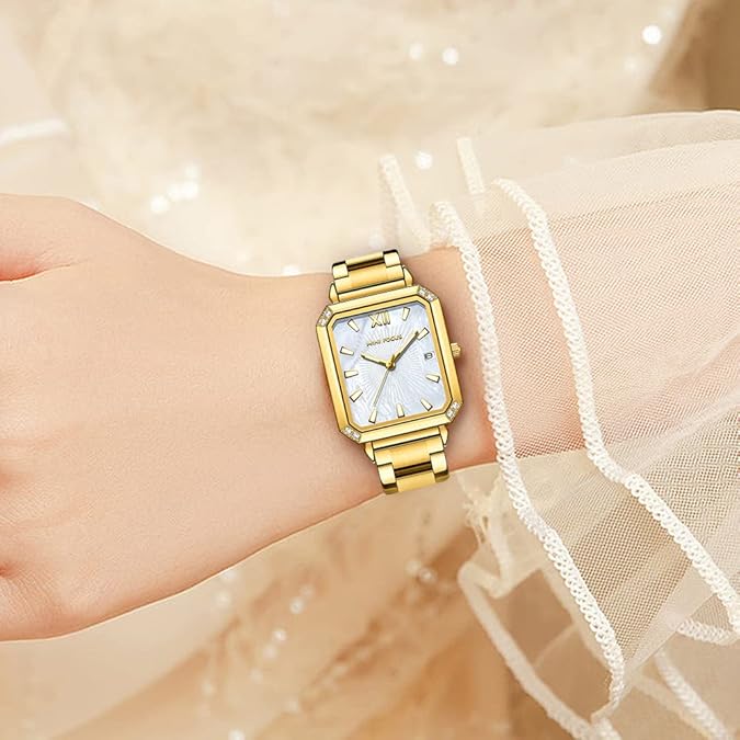 MF MINI FOCUS Unique Bullhead Wrist Watch(Muti-fuction/Calendar/Luminous) Luxury Silver Watch Casual Fashion Bracelet Watch for Women…