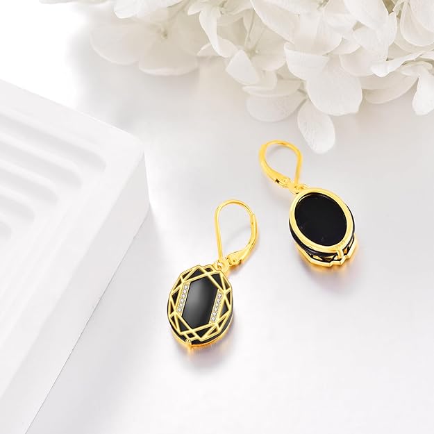 Filigree Teardrop Earrings Sterling Silver Peridot/Pink Opal/Larimar/Black Onyx/Lapis Lazuli Earrings Jewelry Christmas Gifts for Women Girls
