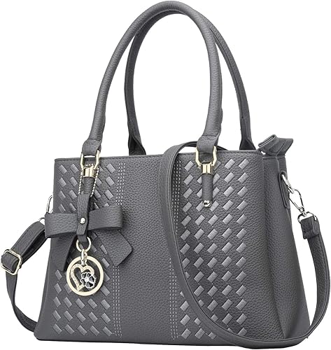 KKXIU Women Satchel Bags Handle Shoulder Handbags and Purses Pockets Zipper Leather Crossbody Bags
