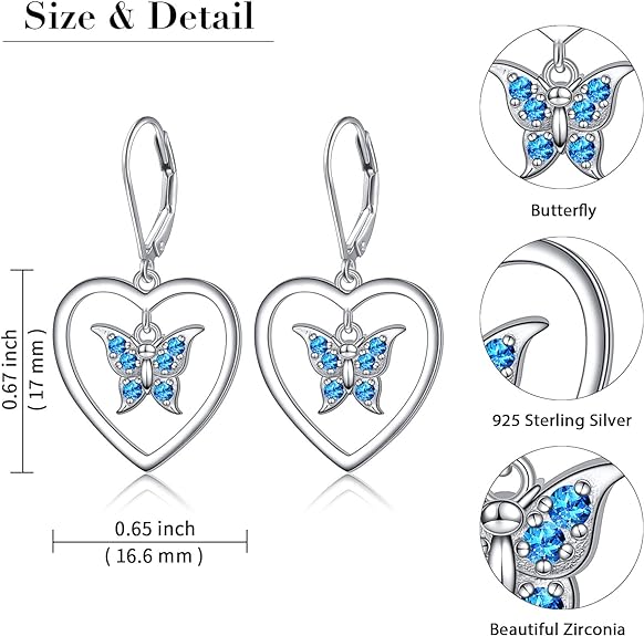 Mothers Day Gifts S925 Sterling Silver Heart Dangle Drop Stud Earrings for Women Girl Mom Sister Friend Jewelry