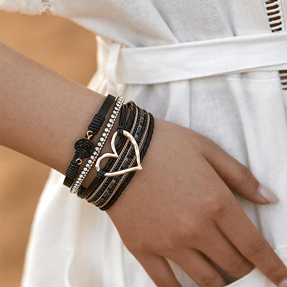 Boho leather wrap bracelet top