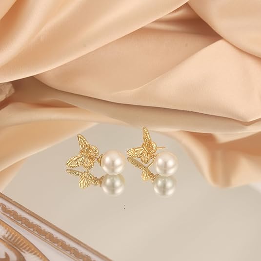 14K Gold Butterfly Earrings - Elegant Statement for Every Occasion