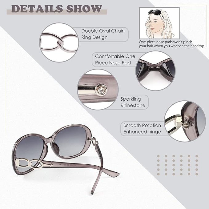 Sunier Sunglasses Womens Polarized Trendy Oversized Sun Glasses Fashion Ladies Shades 100% UV400 Protection S85