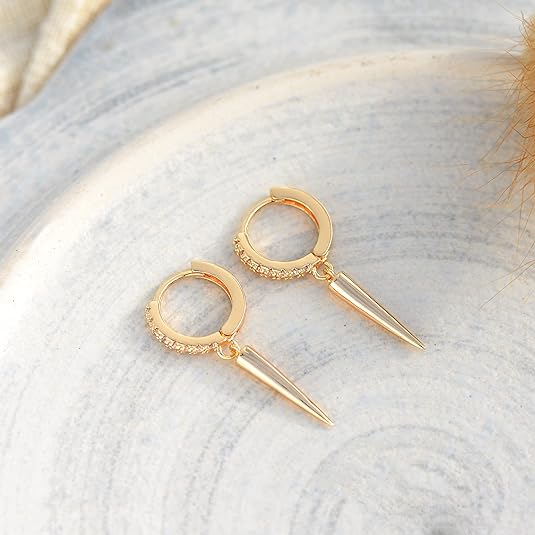 VACRONA Gold Cuff Earrings Huggie Earrings for Women 14k Gold Plated Small Huggie Hoop Earrings