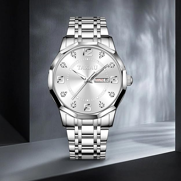 Mens Watches,Big Dial Watches for Men,Mens Stainless Steel Watches,Analog Quartz Watches Men,Waterproof Mens Watches,Roman Numerals Watches,Relojes para Hombre,Men Wrist Watches,Dress Watches