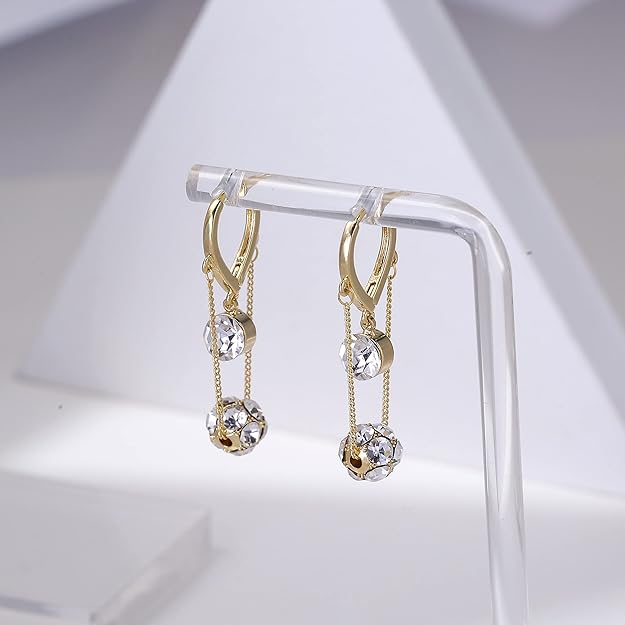 Ritach Gold Chain Earrings for Women Trendy Dainty 925 Sterling Silver Post 14k Gold Plated Chain Tassel Dangle Hoop Earrings for Gifts