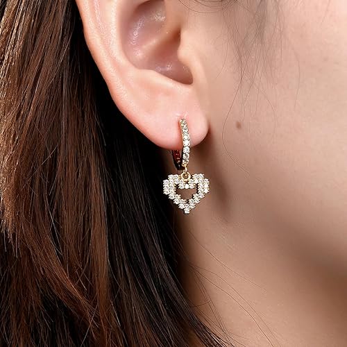 Cycuff 925 Sterling Silver Hoop Earrings Colorful Cubic Zirconia Jewelry Drop Earrings for Women Set Earring Gifts for Her