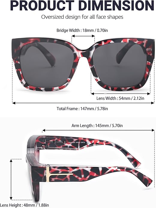 Myiaur Fit Over Sunglasses for Women, Trendy Designer Style Oversized Polarized Sunglasses for Driving with UV400 Protection