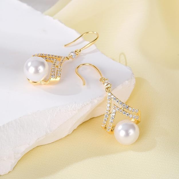 14k gold plated silver outlet earrings with cultured pearls