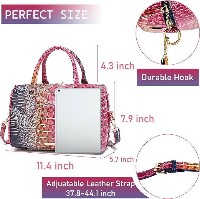 Top-Handle Crocodile Purses For Women Crossbody Leather Bags Trendy Large Capacity Tote with Shoulder Strap