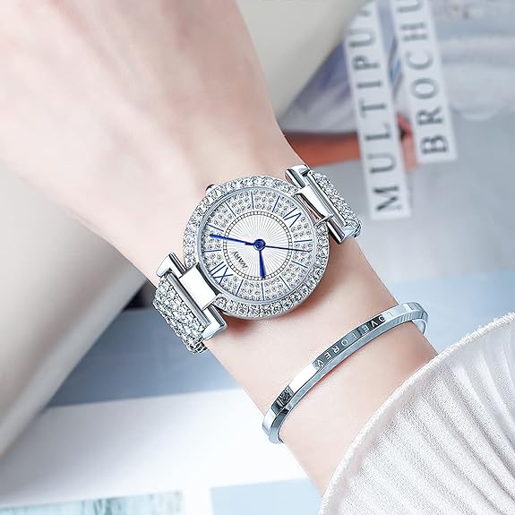 FUNGORGT Luxury Quartz Starry Sky Dial Ladies Wrist Watches,Magnetic Mesh Band Watch and Bracelet Set…