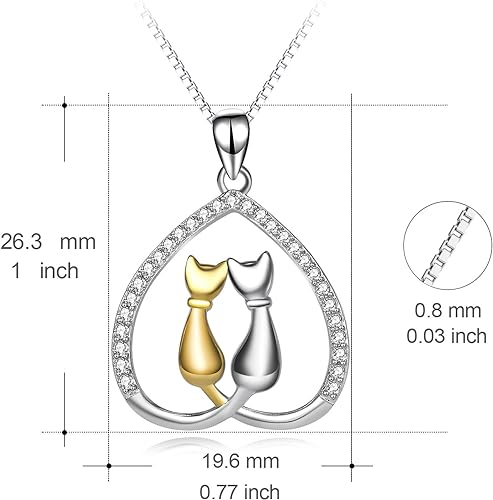 Cat Necklace 925 Sterling Silver Cat Lovers Jewelry Gifts for Women Girls 18"
