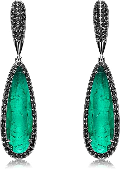 Crystal Teardrop Dangle Earrings for Women Vintage Emerald green drop Earrings for Women Girls Mom Wife Prom
